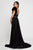 Terani Couture - 1722E4216 Floral Appliqued Sheer Overskirt Gown in Black