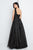 Terani Couture - 1722E4220 Asymmetric Neckline A-line Evening Gown in Black and Gold