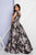 Terani Couture - 1722E4221 Embellished Waist Printed Evening Dress in Multi-color