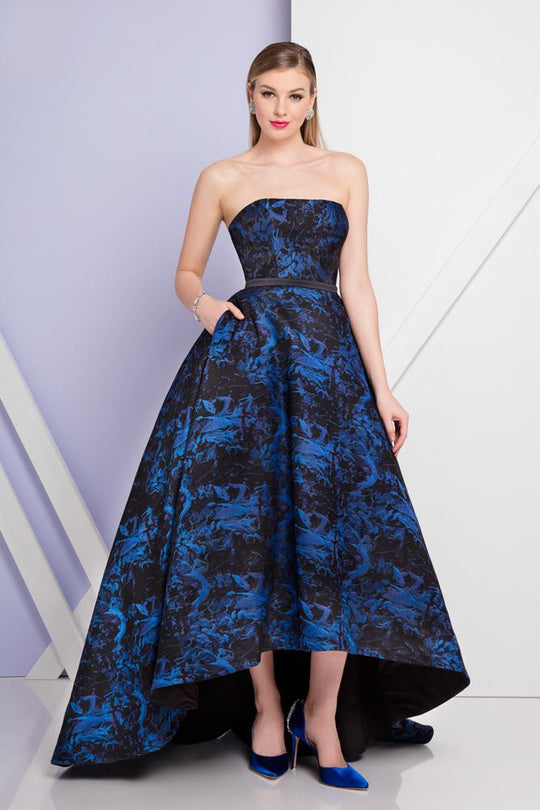Terani Couture - 1722E4236 Shining Strapless Sapphire Evening Gown in Blue