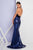 Terani Couture - 1722E4238 Sequined Halter Neck Sheath Dress in Blue