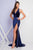 Terani Couture - 1722E4238 Sequined Halter Neck Sheath Dress in Blue
