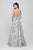 Terani Couture - Eccentric Floral Accented Illusion Neck A-line Gown Couture1722E4249 in Silver