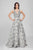 Terani Couture - Eccentric Floral Accented Illusion Neck A-line Gown Couture1722E4249 in Silver