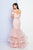 Terani Couture - 1722E4251 Shirred Off-Shoulder Tiered Gown in Blush