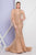 Terani Couture - 1722GL4472 Illusion Flutter Sleeve Mermaid Gown in Champagne