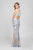 Terani Couture - Unique Patterned and Beaded Halter Neck Sheath Gown 1722GL4485 in White and Neutral
