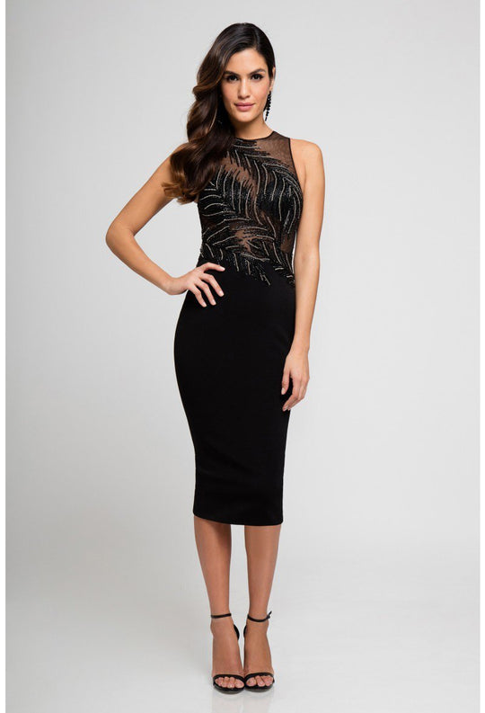 Terani Couture - 1722C4052 Sleeveless Sheered Cocktail Dress in Black