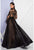 Terani Couture - 1722E4208 High Neck Long Sleeve Full Skirt Gown in Black and Neutral