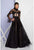 Terani Couture - 1722E4208 High Neck Long Sleeve Full Skirt Gown in Black and Neutral