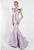 Terani Couture - 1722M4356 Ruffled Cap Sleeves V-Neck Mermaid Gown in Pink