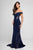 Terani Couture - 1723E4262 Chic Lace Off the Shoulder Evening Gown in Blue