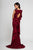 Terani Couture - 1723E4263 V Neck with Ruffled Back Evening Gown in Red and Purple