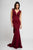 Terani Couture - 1723E4263 V Neck with Ruffled Back Evening Gown in Red and Purple