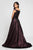Terani Couture - 1723E4265 Glossy Shine Off Shoulder Evening Gown in Purple and Black