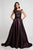 Terani Couture - 1723E4265 Glossy Shine Off Shoulder Evening Gown in Purple and Black