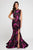 Terani Couture - 1723E4266 Asymmetrical Draped Evening Dress in Pink and Black