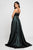 Terani Couture - 1723E4268 Beaded Illusion Metallic Evening Gown in Green and Black