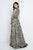 Terani Couture - 1723E4286 Gilded Leaf Embroidered Evening Gown in Black and Gold and Neutral