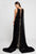 Terani Couture - 1723E4287 Gilded Leaf Embroidered Gown with Cape in Black and Gold and Neutral