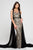 Terani Couture - 1723E4287 Gilded Leaf Embroidered Gown with Cape in Black and Gold and Neutral