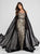 Terani Couture - 1723E4287 Gilded Leaf Embroidered Gown with Cape in Black and Gold and Neutral