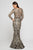 Terani Couture - 1723E4289 Long sleeves Gilded Leaves Embroidered Gown in Black and Gold and Neutral