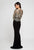 Terani Couture - 1723E4290 Gilded Embroidered Long sleeves Evening Gown in Black and Gold and Neutral