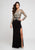 Terani Couture - 1723E4290 Gilded Embroidered Long sleeves Evening Gown in Black and Gold and Neutral