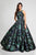 Terani Couture - 1723E4294 Floral Halter Pleated Evening Gown in Green and Multi-color