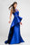 Terani Couture - 1723E4303 Peplum Shine Sensation Evening Gown in Blue and Black