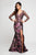 Terani Couture - 1723M4620 Long sleeve Floral Print Evening Dress in Red and Multi-color
