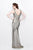 Primavera Couture - V-Neck Beaded Long Dress 1723 in Nude