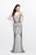 Primavera Couture - V-Neck Beaded Long Dress 1723 in Gray