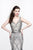 Primavera Couture - V-Neck Beaded Long Dress 1723 in Gray