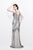 Primavera Couture - V-Neck Beaded Long Dress 1723 in Gray