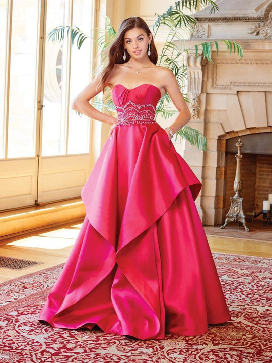 Clarisse Jeweled Midriff Ruffled Ballgown 3478 In Pink