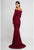 Terani Couture - 1723E4502 Cold Shoulder Long Sleeve Sheath Gown in Red