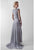 Terani Couture - 1723M4390 Embellished V-neck A-line Dress With Train In Gray