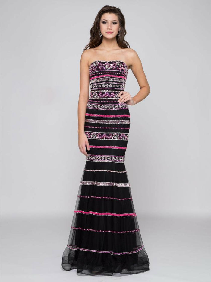Colors Dress - 1725 Strapless Straight Across Trumpet Dress in Black