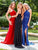 Clarisse - 3483 Sheer Striped Halter Strap Gown in Black and Red