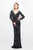 Primavera Couture - Foliage Beadwork V-Neck Sheath Gown 1728 in Black