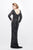 Primavera Couture - Foliage Beadwork V-Neck Sheath Gown 1728 in Black