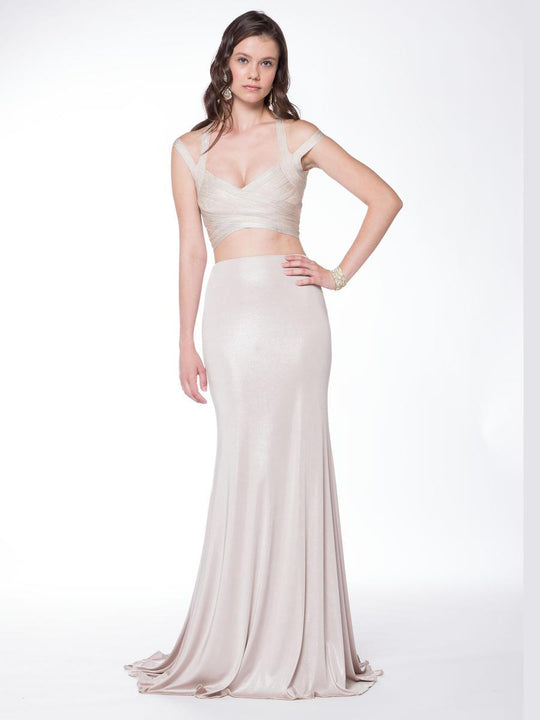 Colors Dress Two Piece Bandage Long Dress 1732 - 1 pc Off White In Size 2 Available In Neutral