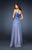 La Femme - 17324 Beaded Spaghetti Straps A-line Gown In Blue and Neutral