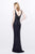 Primavera Couture - Sleeveless V-Neck Beaded Long Dress 1734 in Blue
