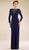 Rina di Montella - RD1738-1 Knotted Bodice Plunging Cowl Jersey Gown In Blue