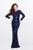 Primavera Couture - Long Sleeves Sequined Gown 1743 in Blue