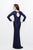 Primavera Couture - Long Sleeves Sequined Gown 1743 in Blue