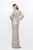 Primavera Couture - Long Sleeves Sequined Gown 1743 in Nude and Gold